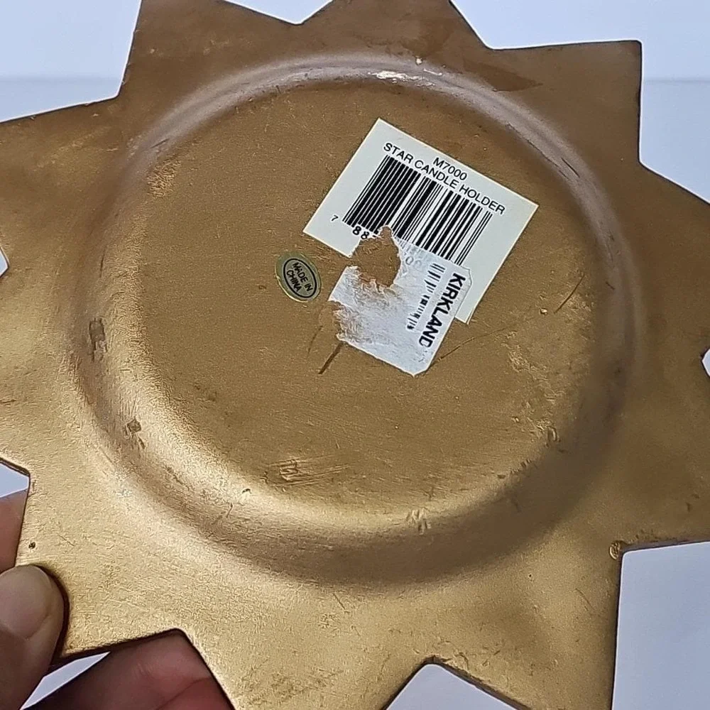 Vintage Kirkland‎ Star Candle Holder Gold Santa Christmas Tree Holiday Decor